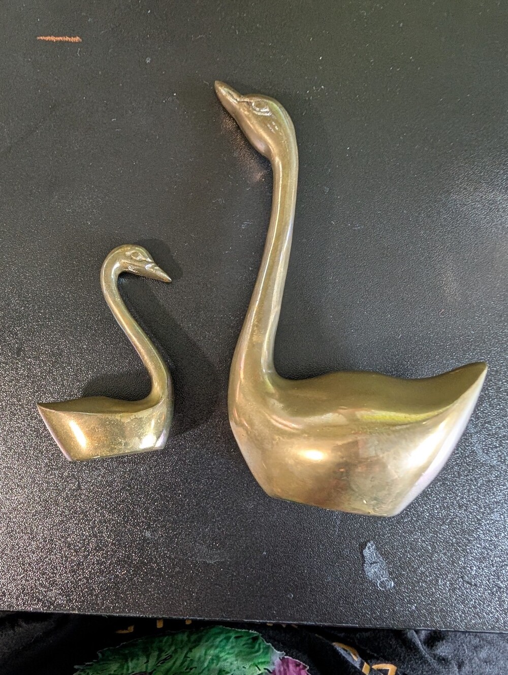 Brass Swan Figurines - Gold Decorative Home Tabletop Decor